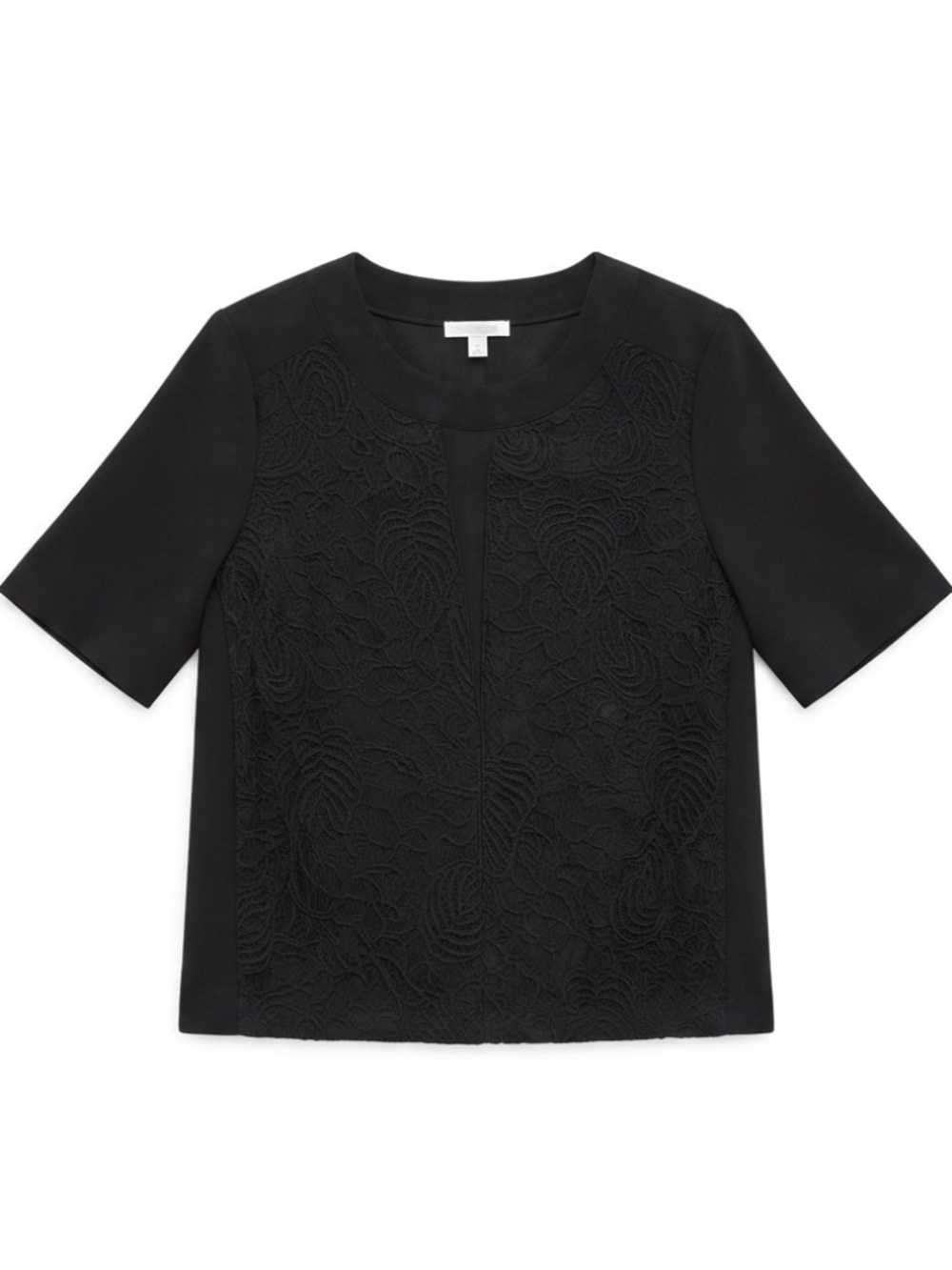 Y2K Chelsea28 Black Lace Panel Short Sleeve Blouse Top